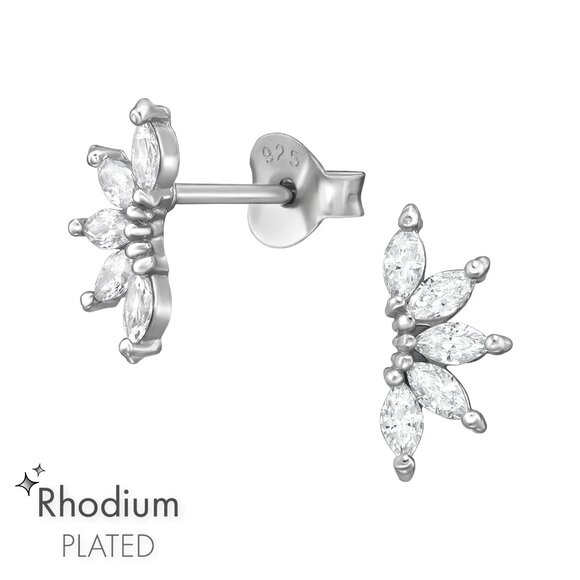 Rhodium Marquise Ear Studs - Picture 1 of 1